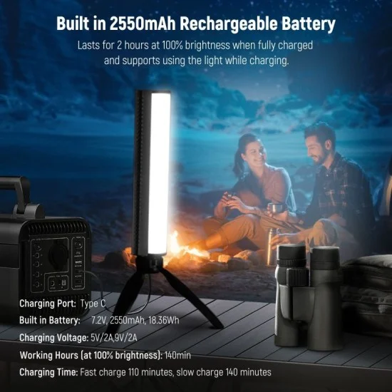 neewer tl21c app led light wand _ black